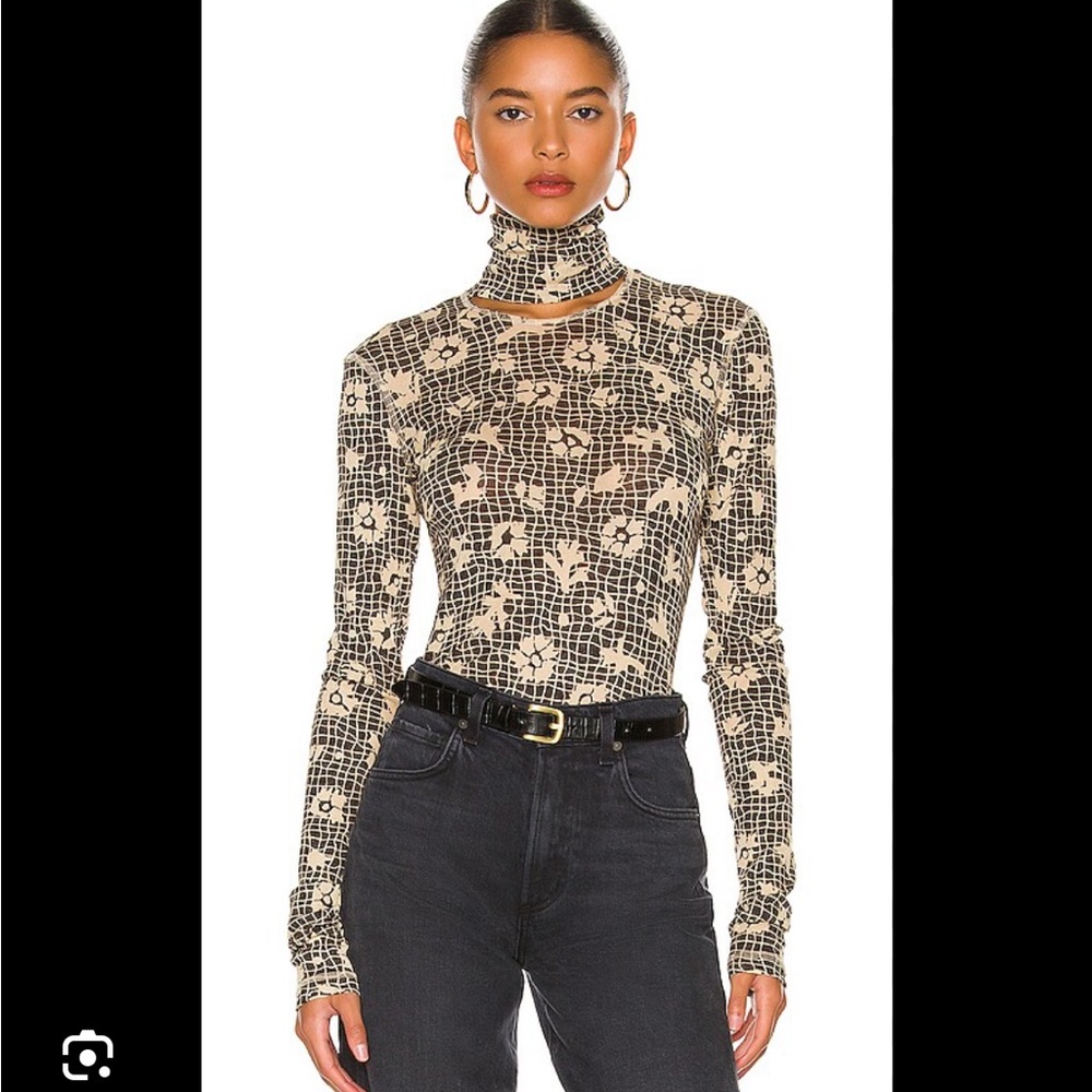 Nanushka Hanny Floral Web Cutout Mesh Top Sz XS